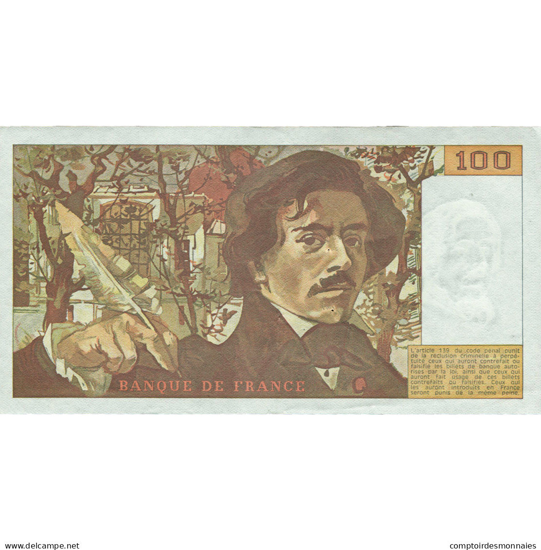 France, 100 Francs, Delacroix, 1991, V.182, TTB+, Fayette:69bis.3b2 - 100 F 1978-1995 ''Delacroix''