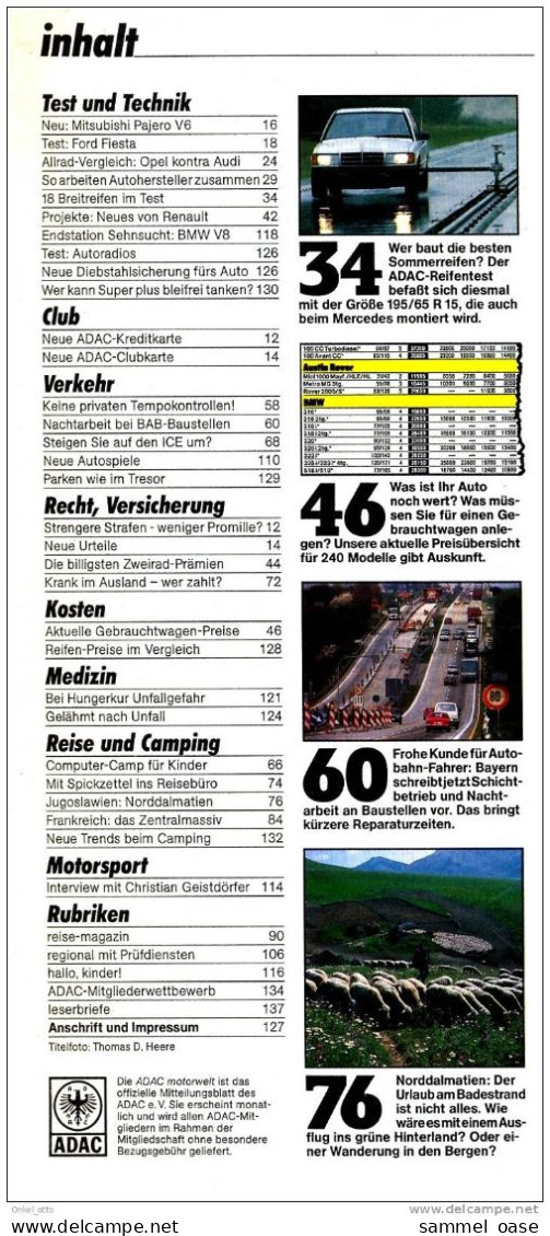 ADAC - Motorwelt 1989 Test : Ford Fiesta , Autoradios - Automobile & Transport