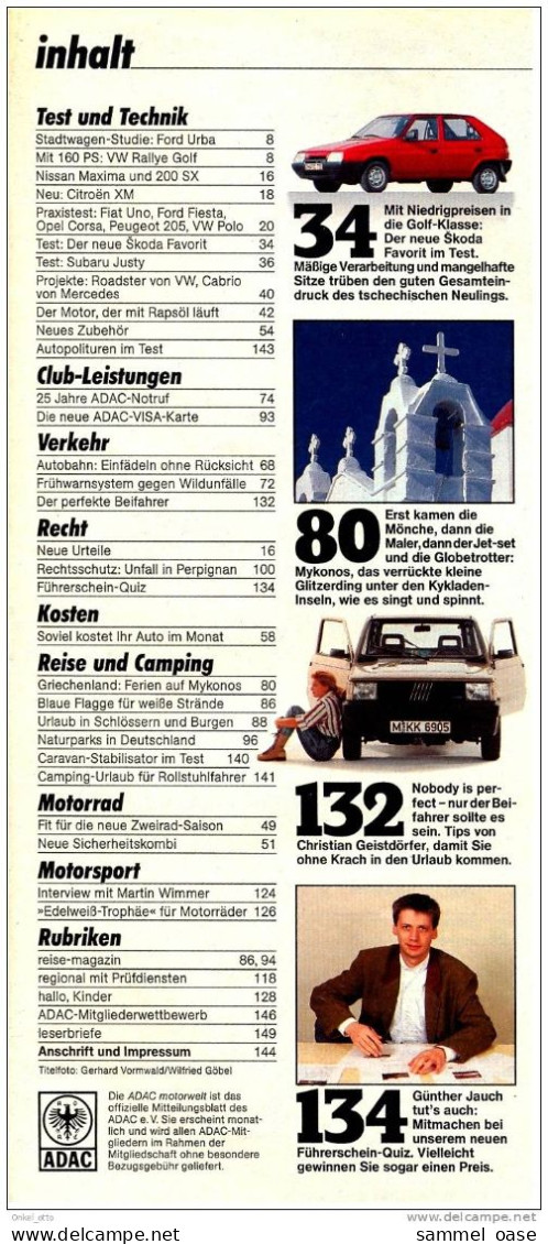 ADAC - Motorwelt 1989 Test : Fiat Uno - Skoda Favorit - Automóviles & Transporte