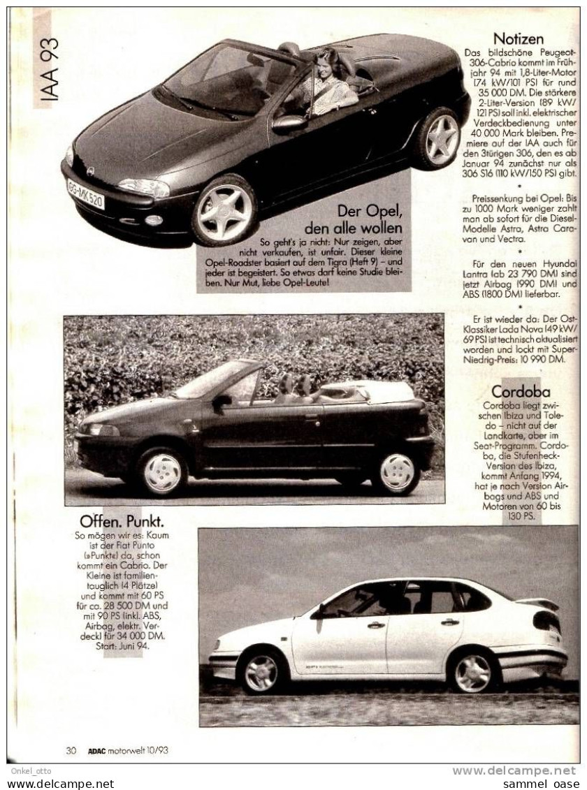 ADAC - Motorwelt 1993 Test : Lancia Delta - IAA - Audi - Automobile & Transport