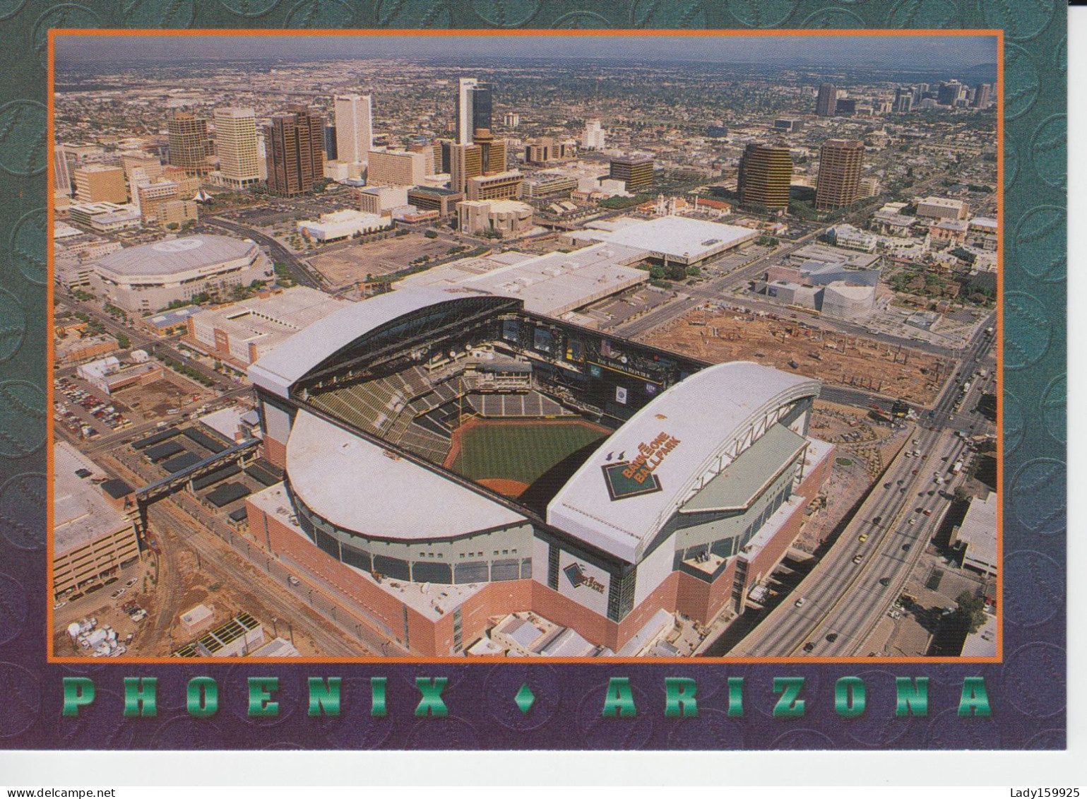 Ballparks Chase Field Phoenix  Arizona USA Large Postcard 11 Cm X 15 Cm Aerial View Tower Building Baseball Field - Phoenix