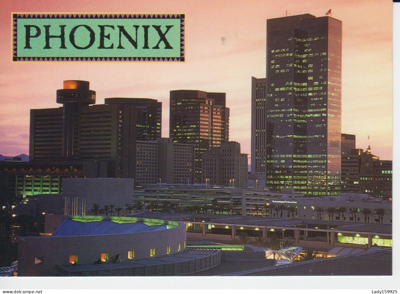 City Lights  Sunsets  Phoenix  Arizona USA Large Postcard 11 Cm X 15 Cm Aerial View Tower Building - Phönix