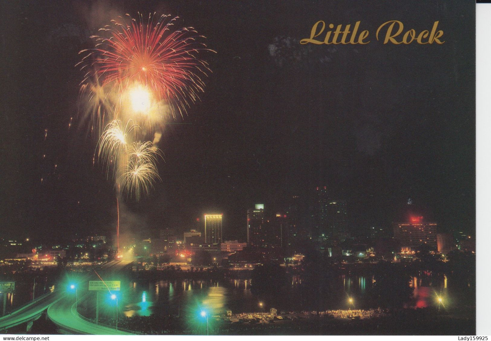 Little Rock  Arkansas USA Large Postcard 11 Cm X 15 Cm Riverfest  Fireworks Arkansas River - Little Rock