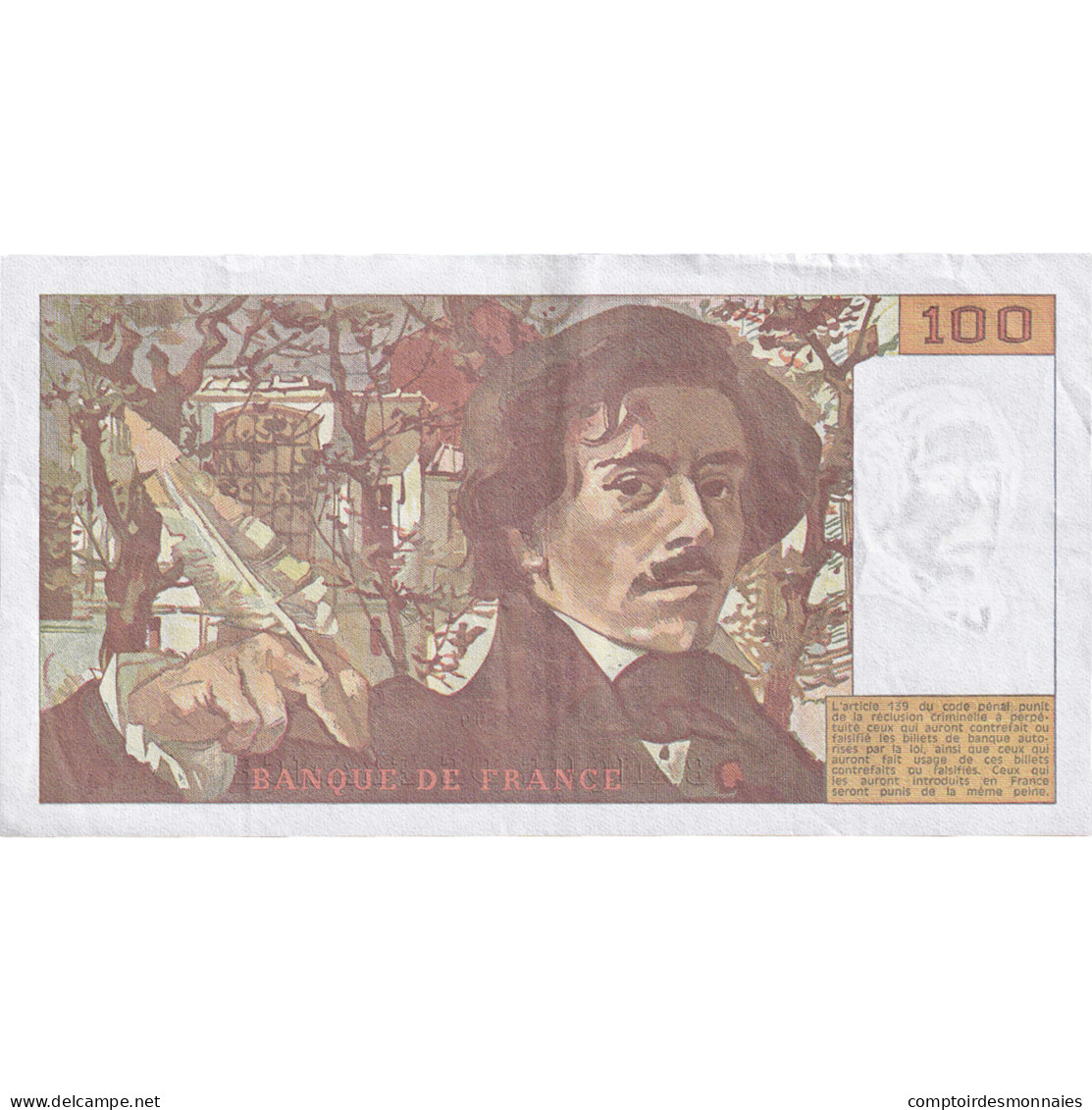 France, 100 Francs, Delacroix, 1993, H.214, TTB+, Fayette:69bis.7 - 100 F 1978-1995 ''Delacroix''