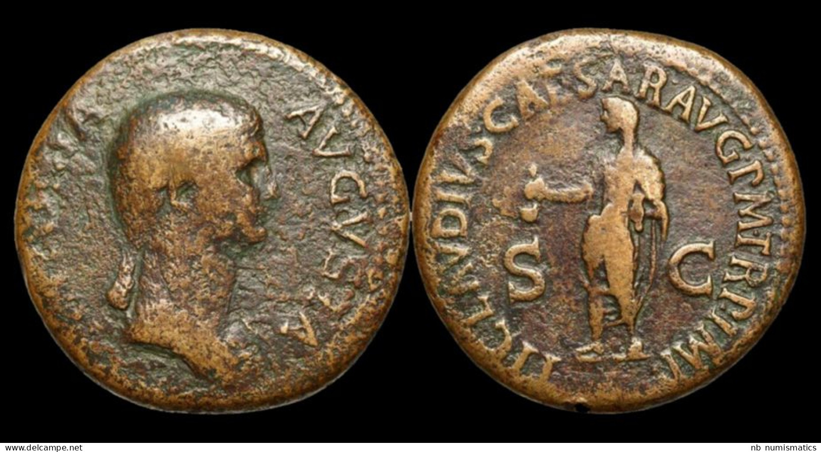 Antonia Minor, Augusta AE Dupondius Claudius Standing Facing - La Dinastía Julio-Claudia (-27 / 69)