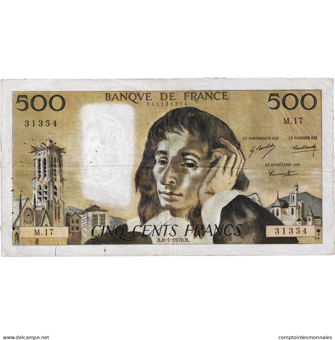 France, 500 Francs, Pascal, 1970, M.17, TB+, Fayette:71.5 - 500 F 1968-1993 ''Pascal''