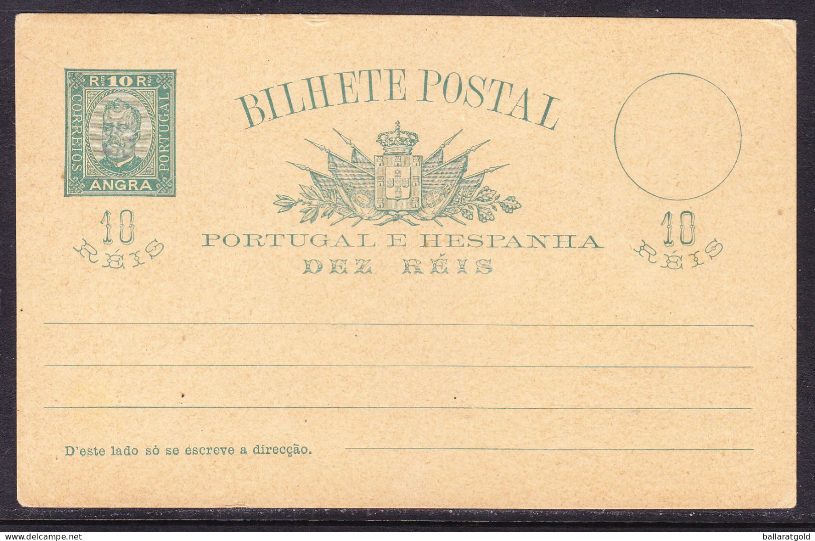 Portugal Angra 1892 Letter Card Unused - ...-1853 Prephilately