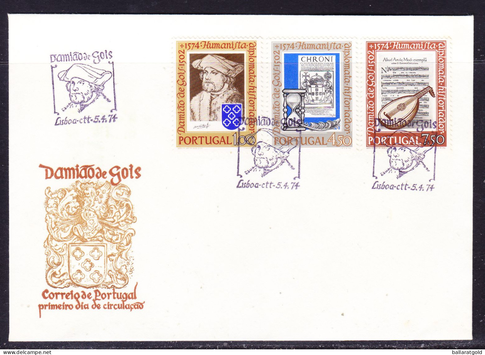 Portugal 1974 Damiao De Gois  First Day Cover - Unaddressed - Lettres & Documents