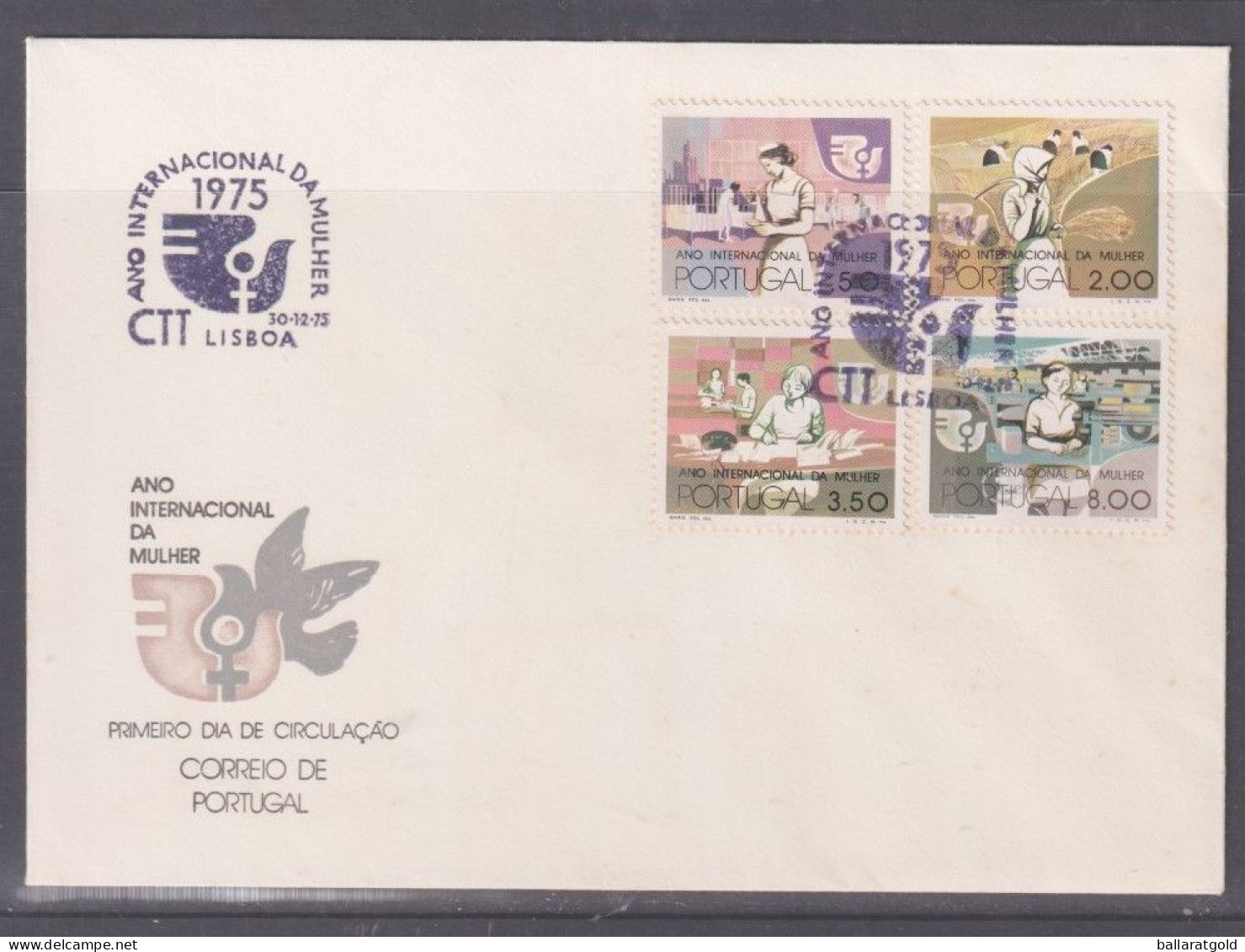 Portugal 1975 Women's Year First Day Cover - Unaddressed - Briefe U. Dokumente