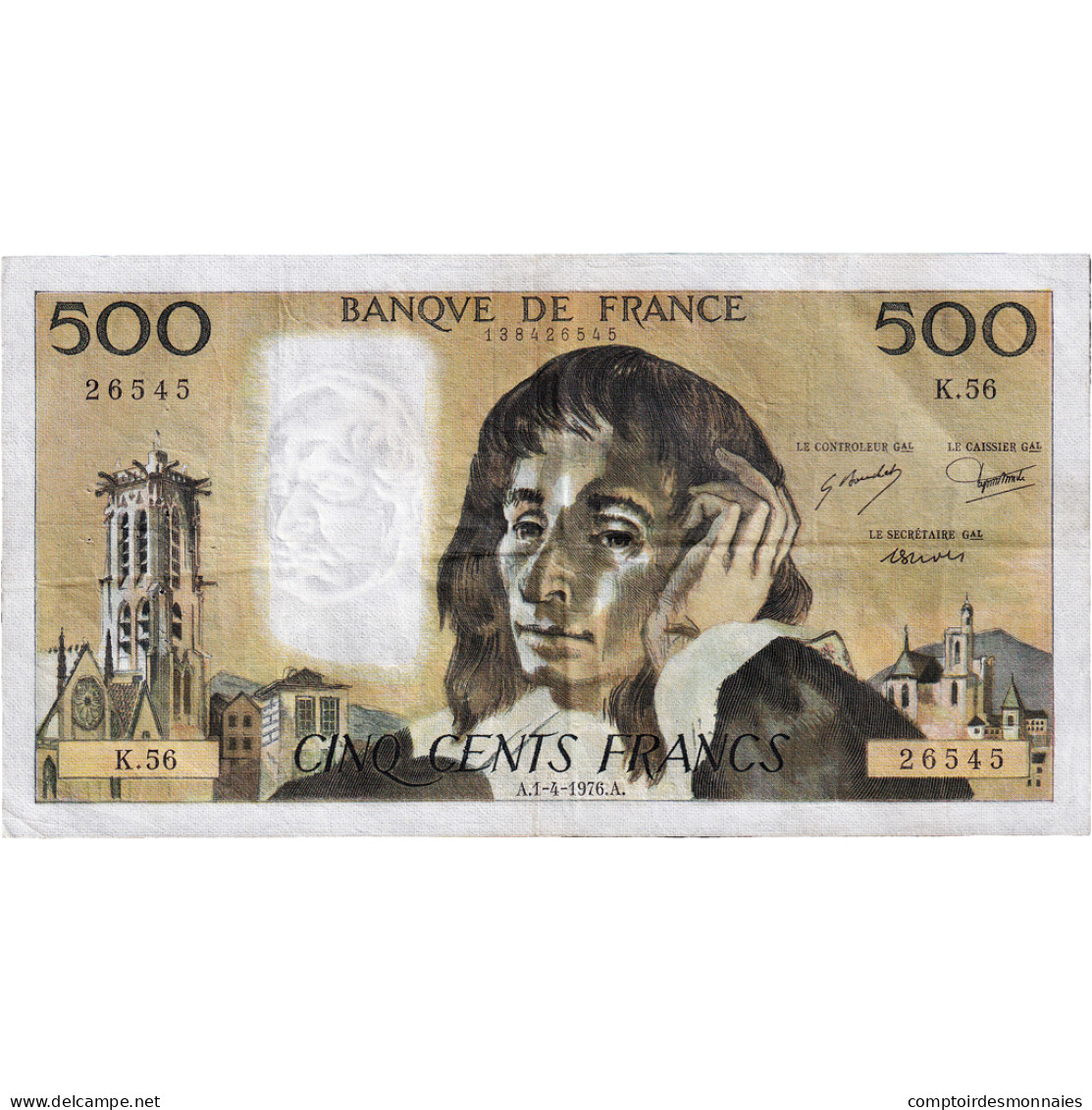 France, 500 Francs, Pascal, 1976, K.56, TTB, Fayette:71.14 - 500 F 1968-1993 ''Pascal''