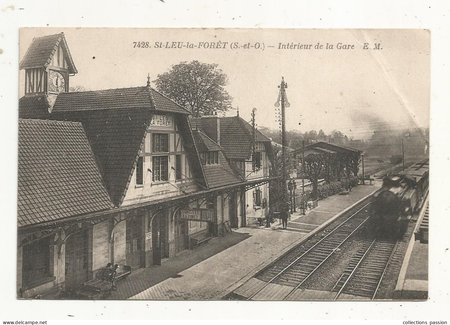 Cp, CHEMIN DE FER, Intérieur De La Gare Avec Train, 95, ST LEU LA FORET, écrite, Ed. Anc. Etab. Malcuit - Gares - Avec Trains