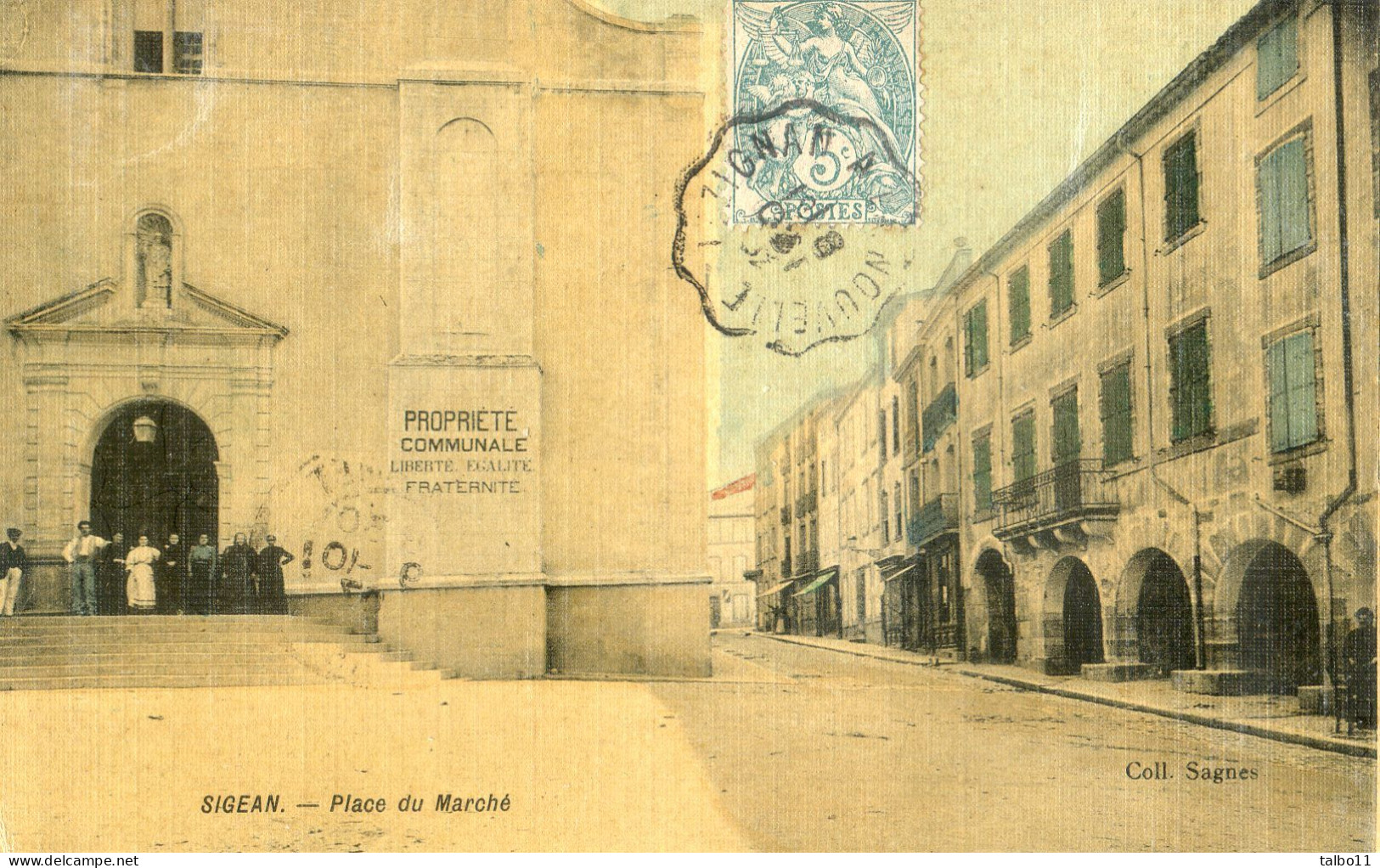 11 - Sigean - Coll. Sagnes - Tramée Et Colorisée - Place Du Marché - Sigean