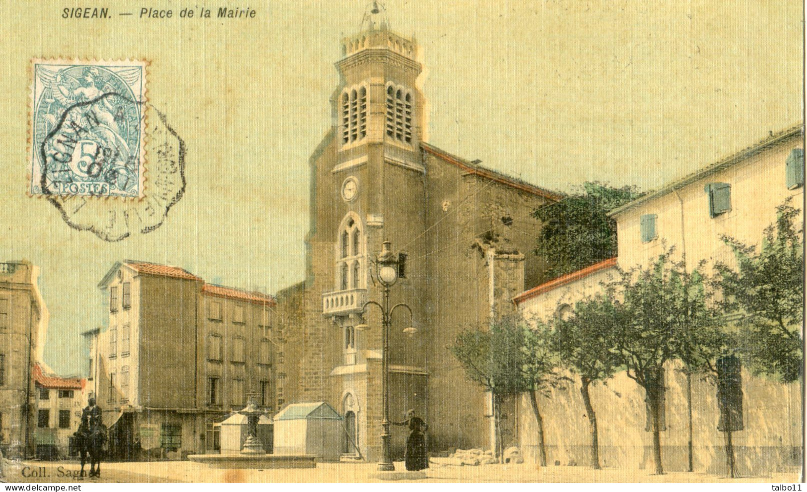 11 - Sigean - Coll. Sagnes - Tramée Et Colorisée - Place De La Mairie - Sigean