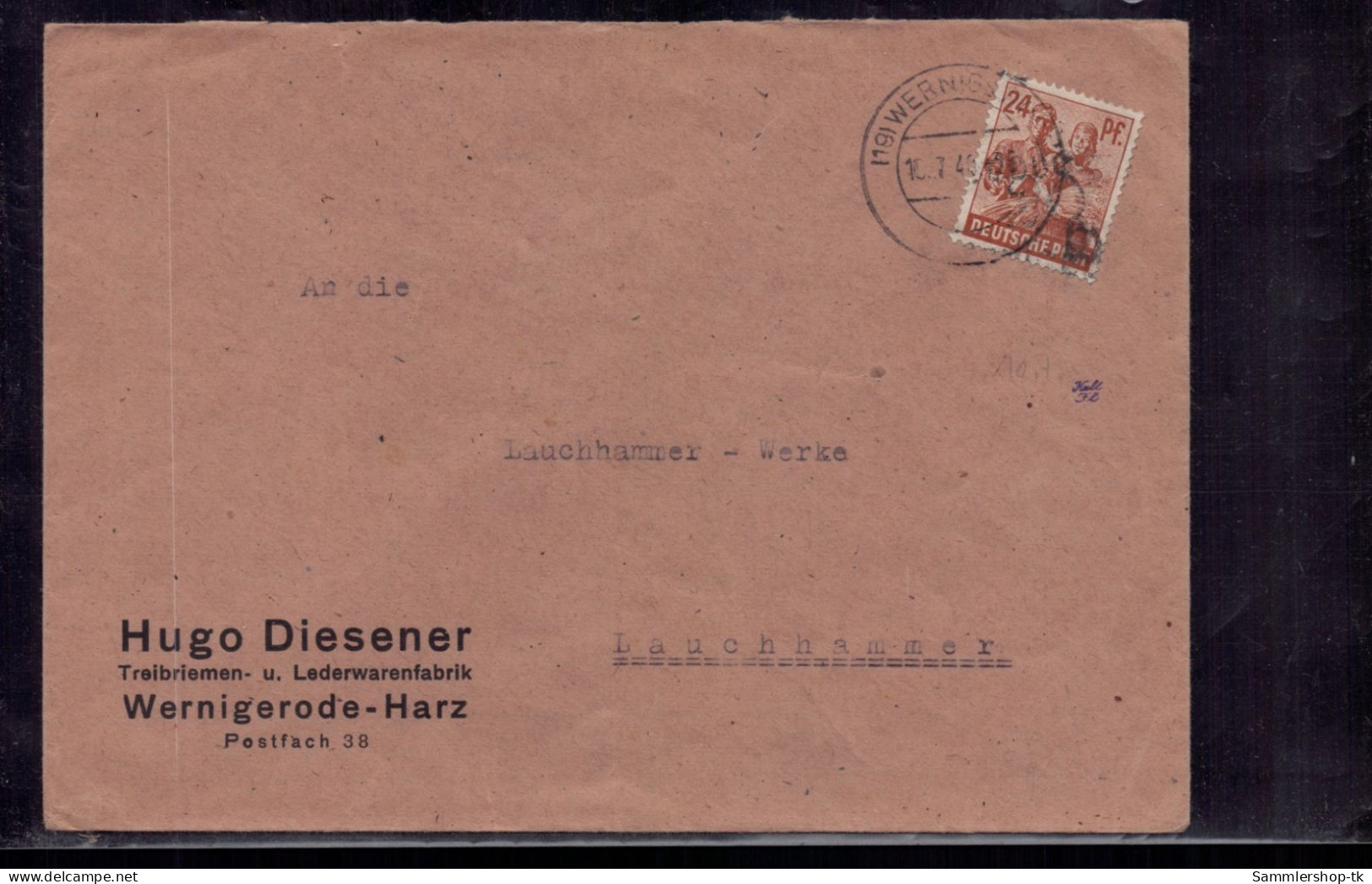 Brief All. Besetzung Wernigerode Harz Nach Lauchhammer 1948 + Geprüft - Lettres & Documents