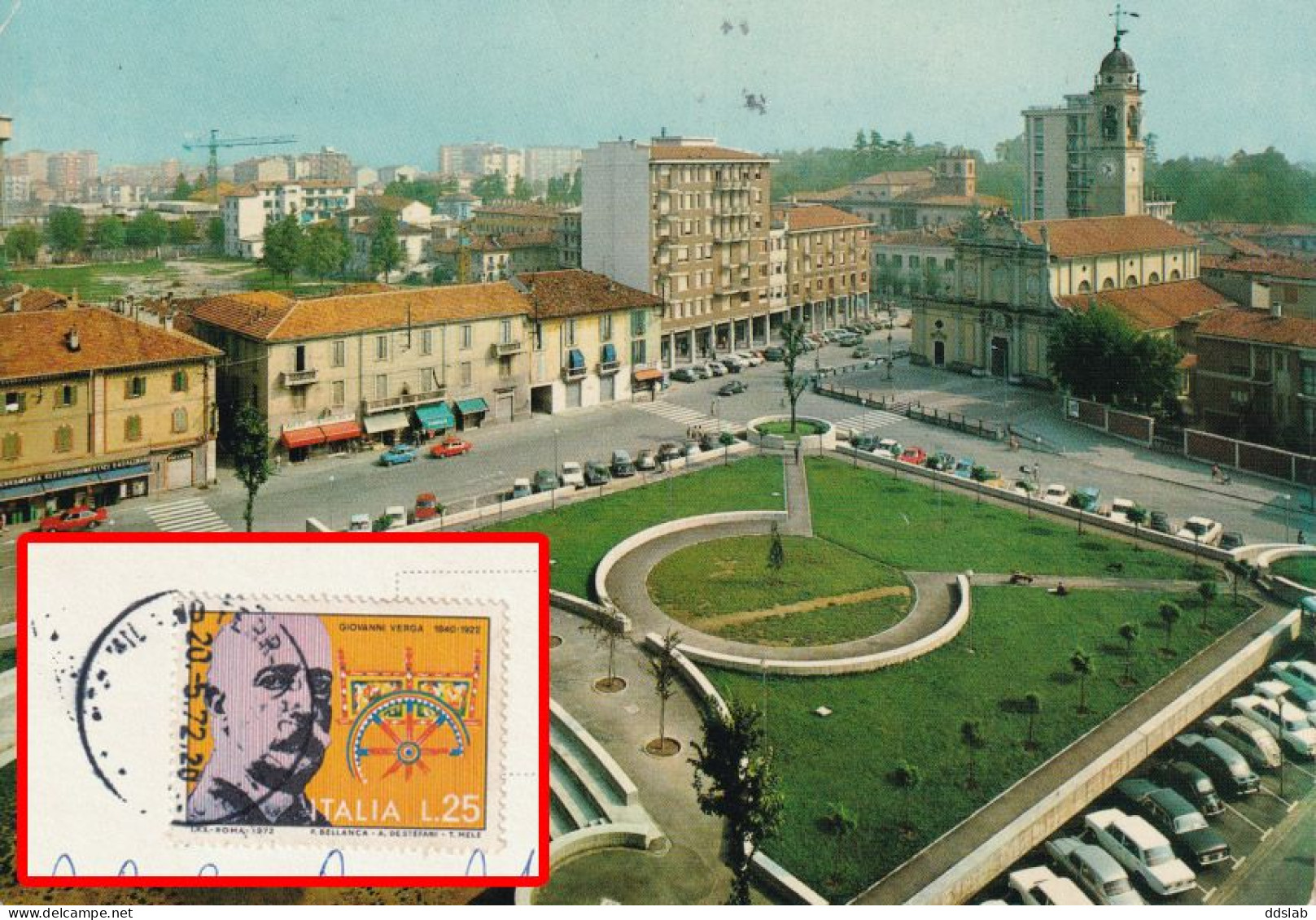 1972 - Cinisello Balsamo (Milano) - Piazza Gramsci - Affr. 25L Giovanni Verga - Auto D'epoca - Cinisello Balsamo