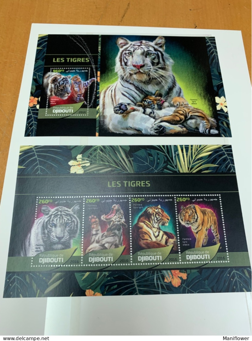 Korea Stamp MNH Tigers Djibouti MNH X 2 Sheets - Sonstige & Ohne Zuordnung