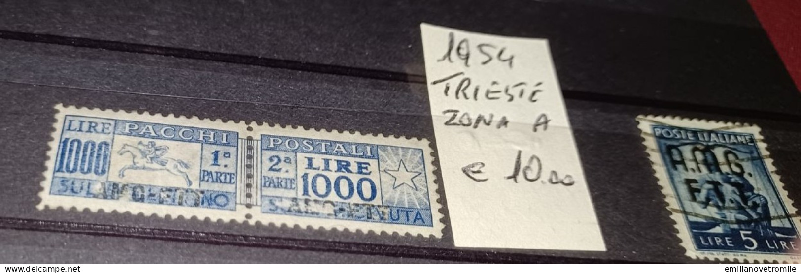 1954 REPUBBLICA TRIESTE A PACCO POSTALE L.1000 CAVALLINO - Colis Postaux/concession