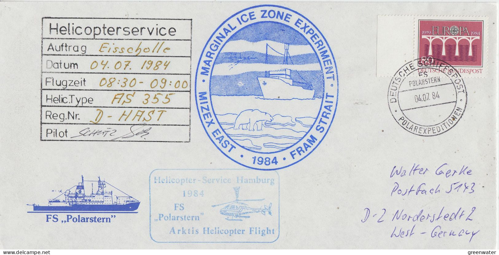 Germany Mizex Project 1984  Heli Flight Polarstern "Eisscholle"  04.07.1984 (MZ152A) - Vols Polaires