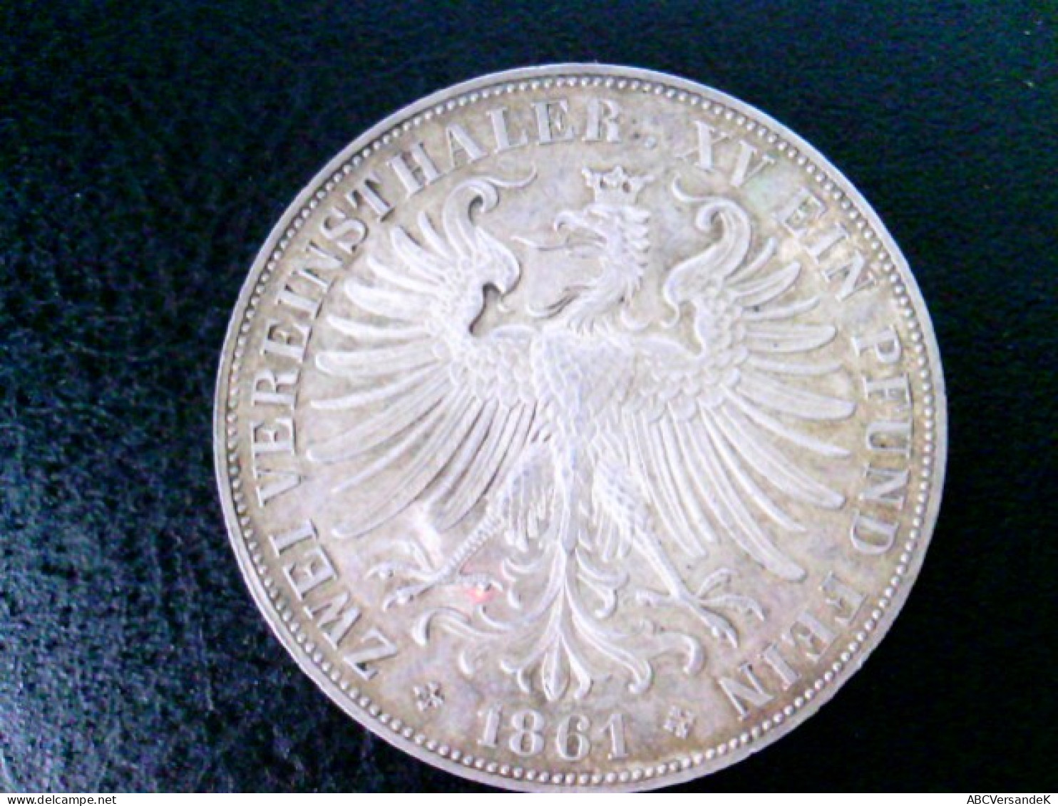 Doppeltaler: Freie Stadt Frankfurt. Zwei Vereintaler 1861, XV Ein Pfund  Fein - Numismatik