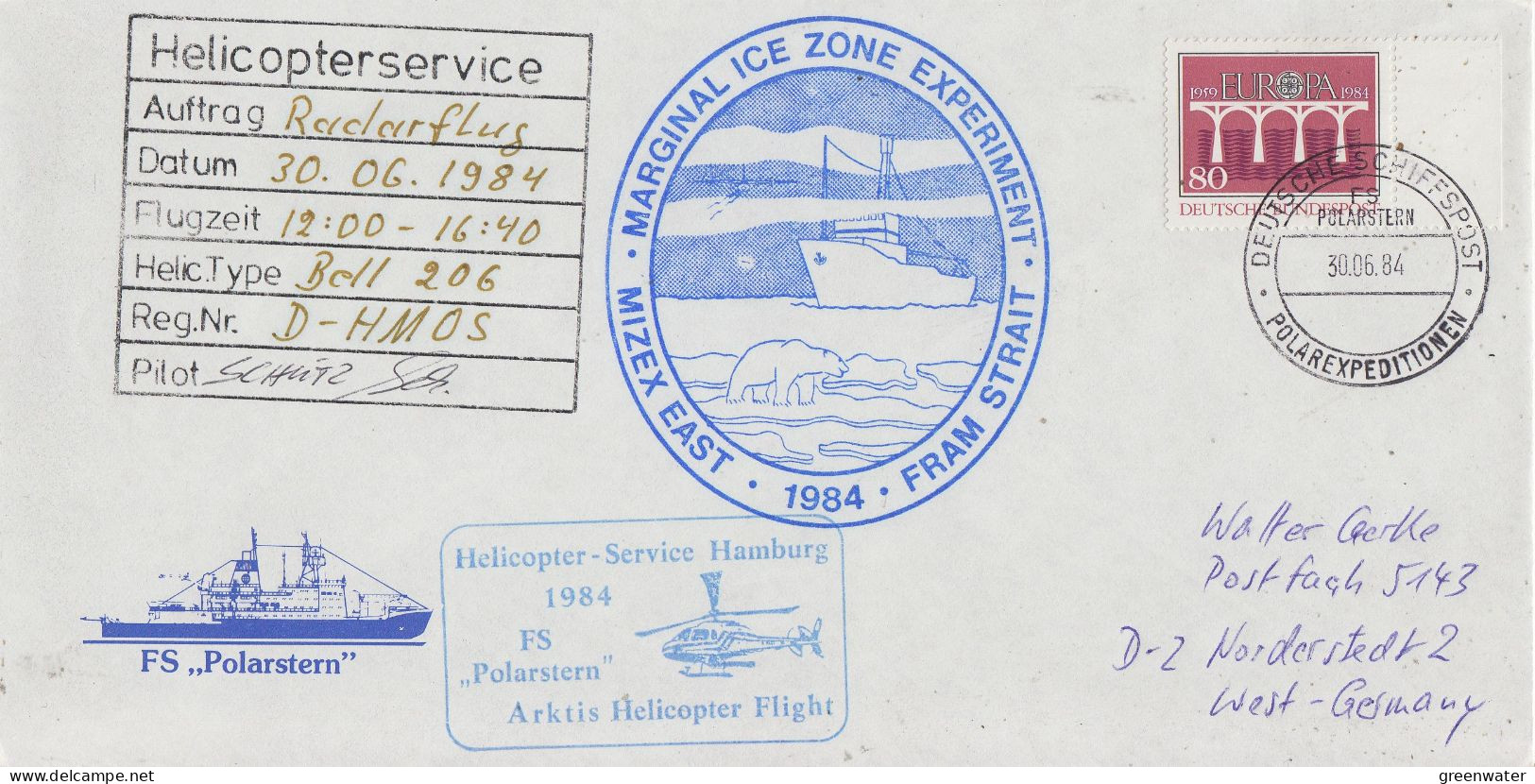 Germany Mizex Project 1984  Heli Flight Polarstern "Radarflug" 30.06.1984 (MZ153A) - Vols Polaires