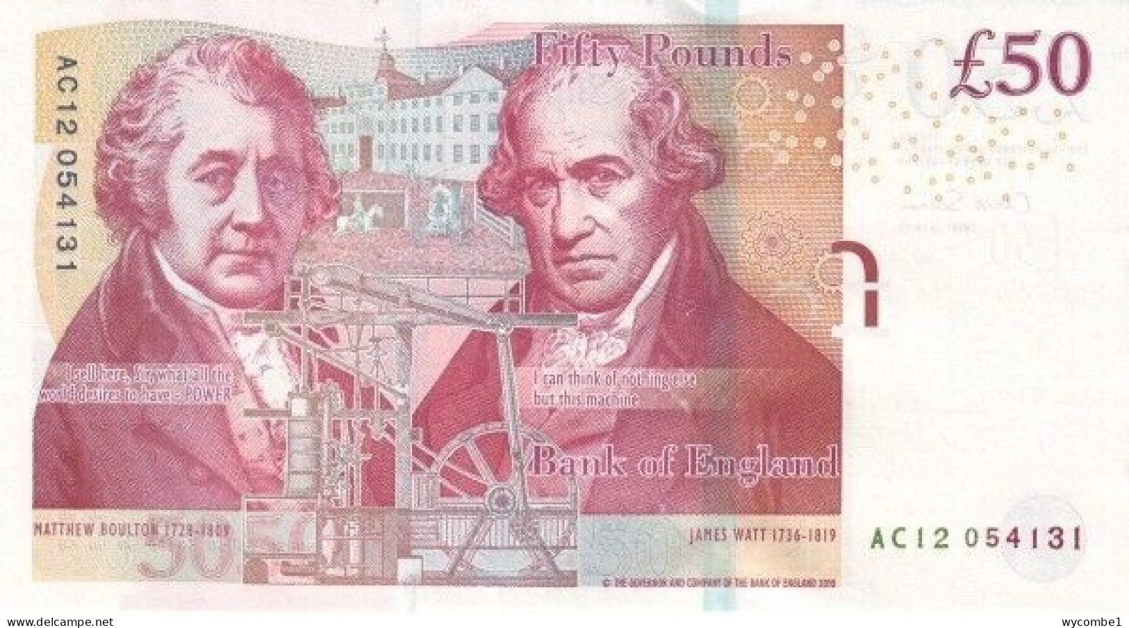 GREAT BRITAIN  -  2010 50 Pounds UNC  Banknote - 10 Ponden