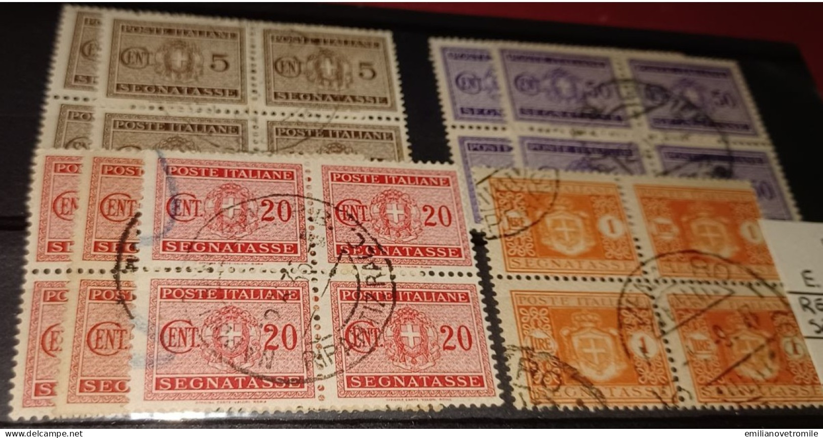 1934 QUARTINE USATE SEGNATASSE 8 VALORI - Taxe