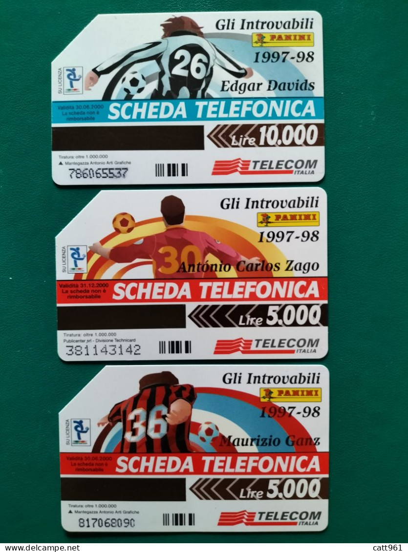 Set 3 Scheda Telefoniche Telecom Tema Calciatori Davids Zago Ganz - Characters