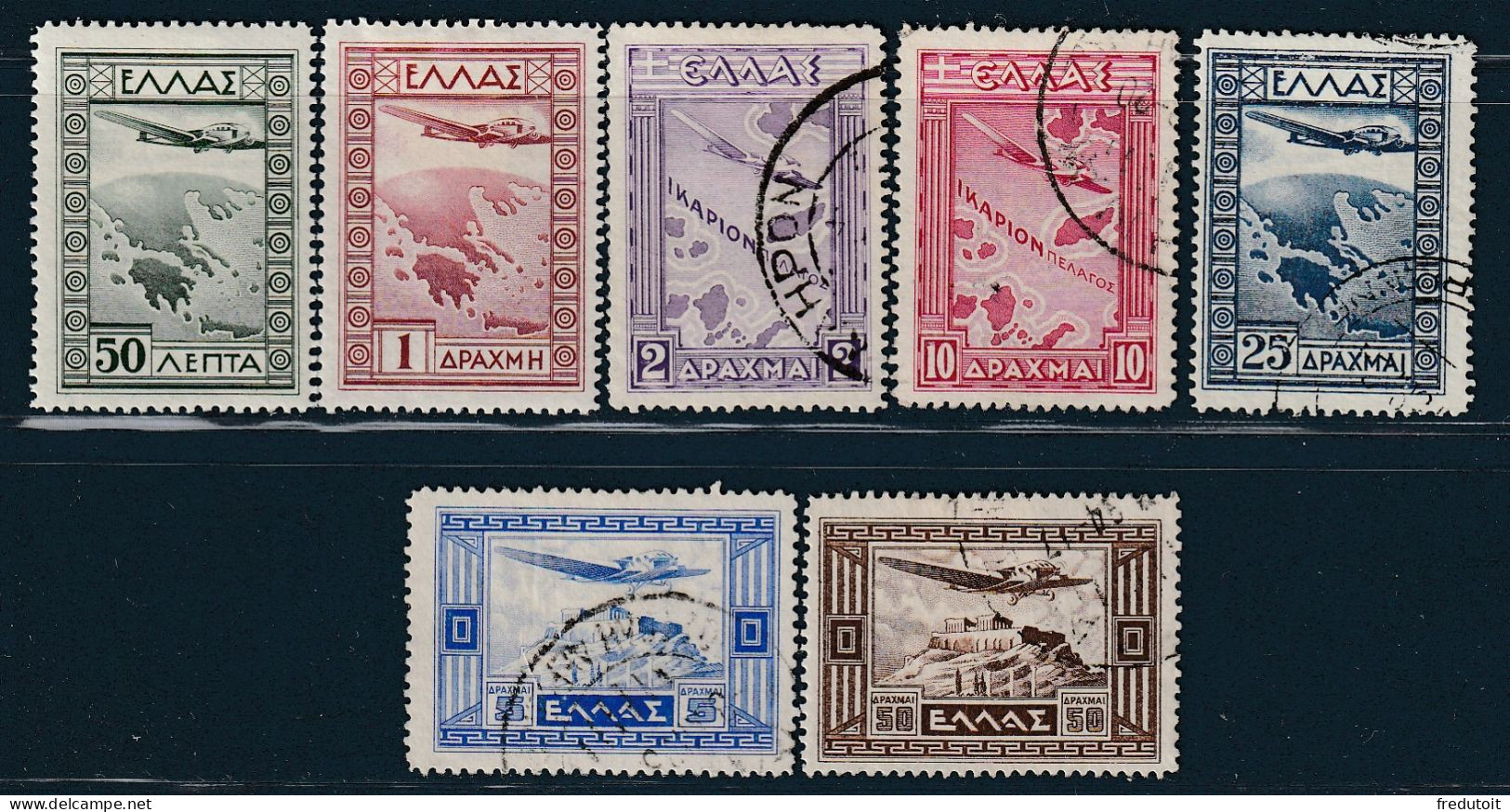 GRECE - Poste Aérienne N°15/21 Obl (1933) - Usati