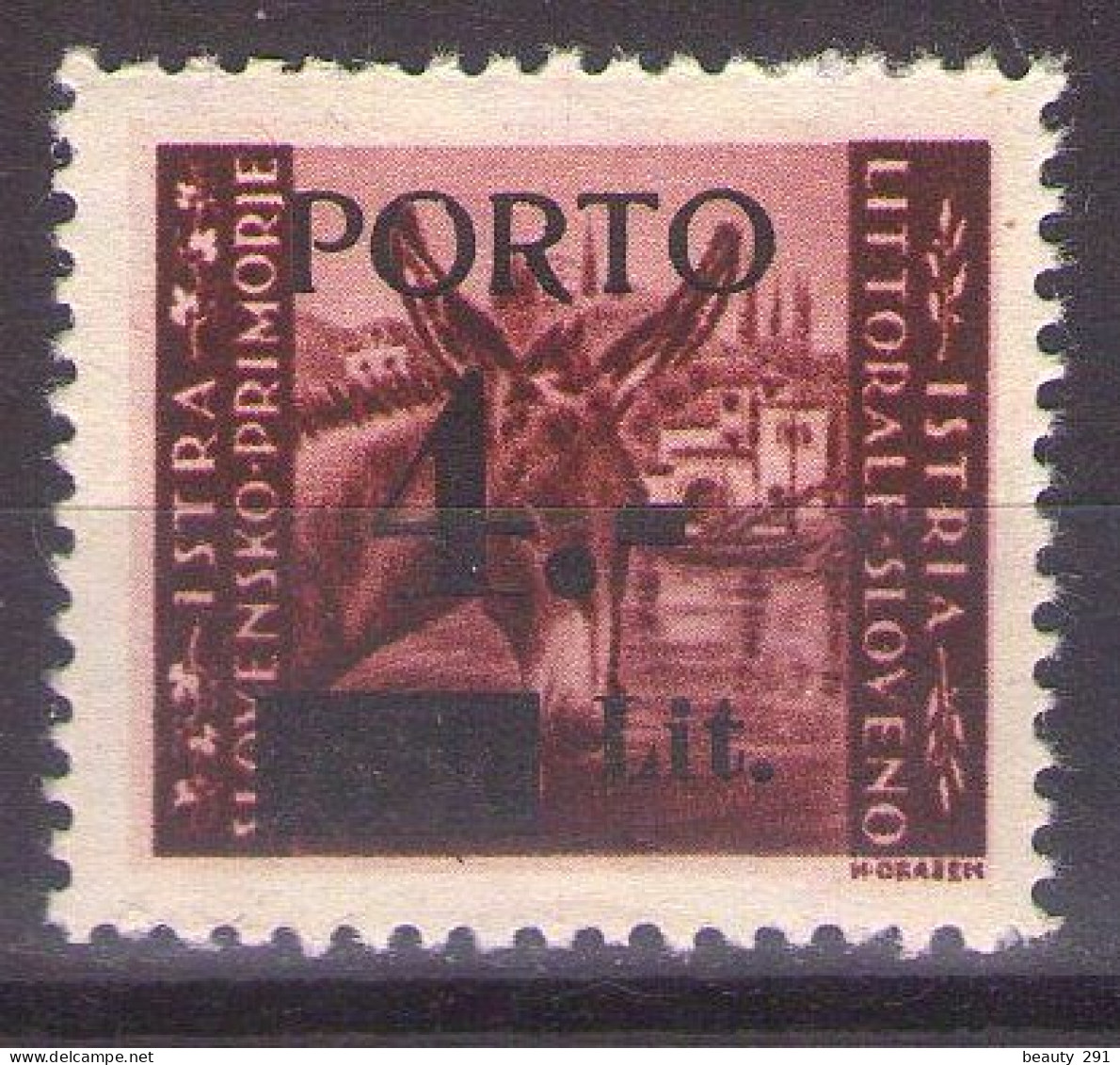 1945 ISTRIA E LITORALE SLOVENO SEGNATASSE,PORTO ,Sass. 2, TIP I, MNH **LUX - Yugoslavian Occ.: Slovenian Shore