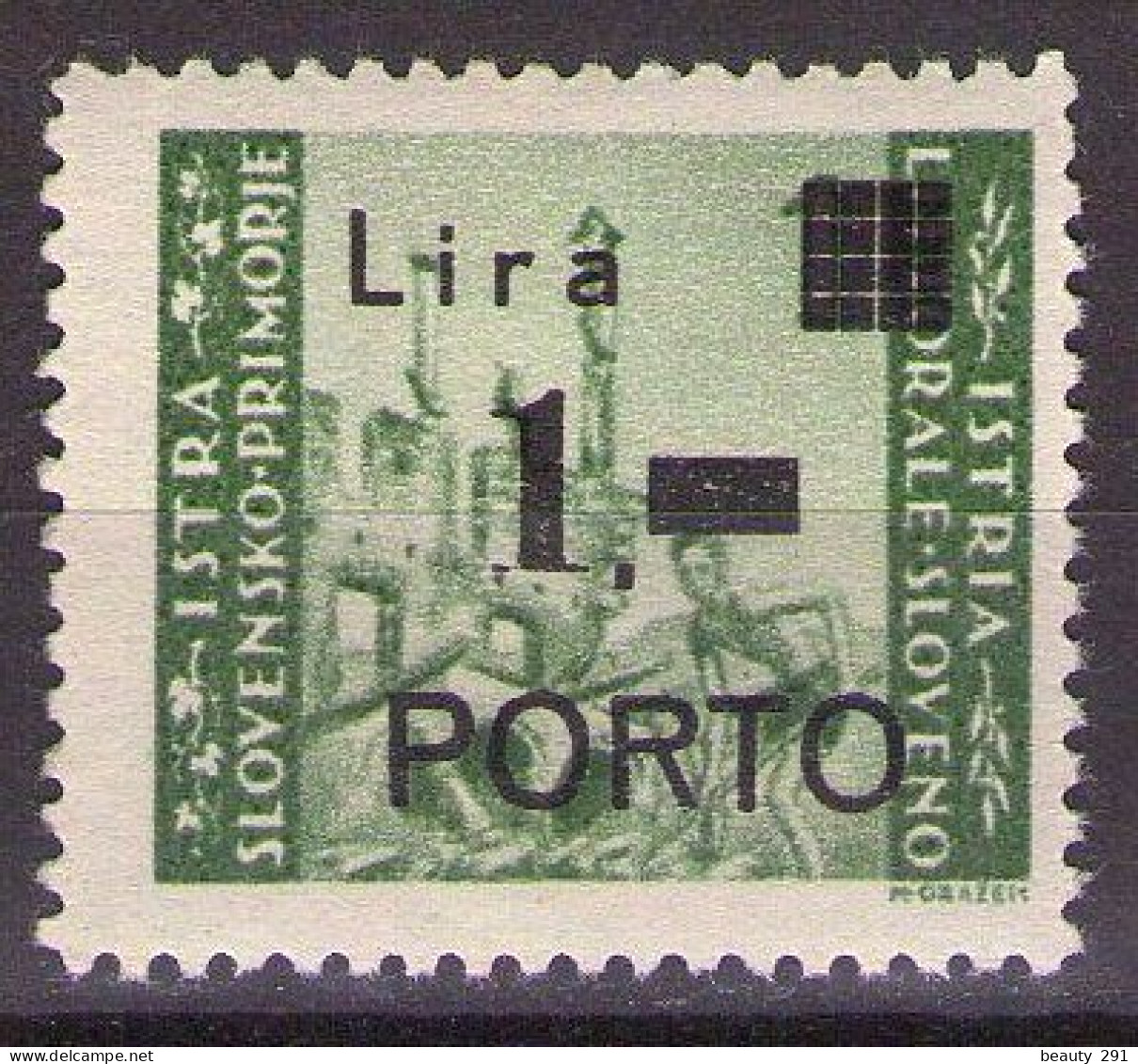 1946 ISTRIA E LITORALE SLOVENO SEGNATASSE,PORTO ,Sass. 8, TIP Ia, MNH **LUX - Joegoslavische Bez.: Slovenische Kusten