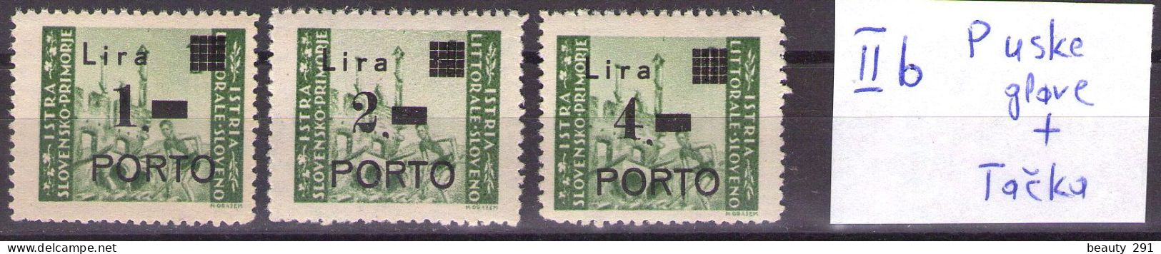 1946 ISTRIA E LITORALE SLOVENO SEGNATASSE,PORTO ,Sass. 8-10, TIP IIb, MNH **LUX - Yugoslavian Occ.: Slovenian Shore