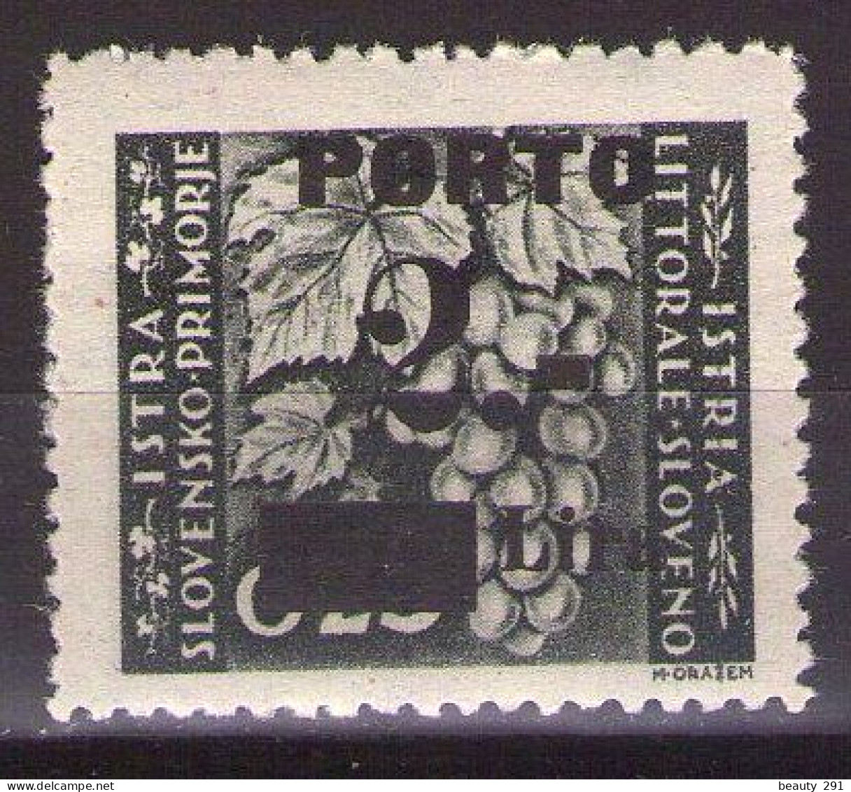 1946 ISTRIA E LITORALE SLOVENO SEGNATASSE,PORTO ,Sass. 15, TIP Ia, MNH**LUX - Yugoslavian Occ.: Slovenian Shore