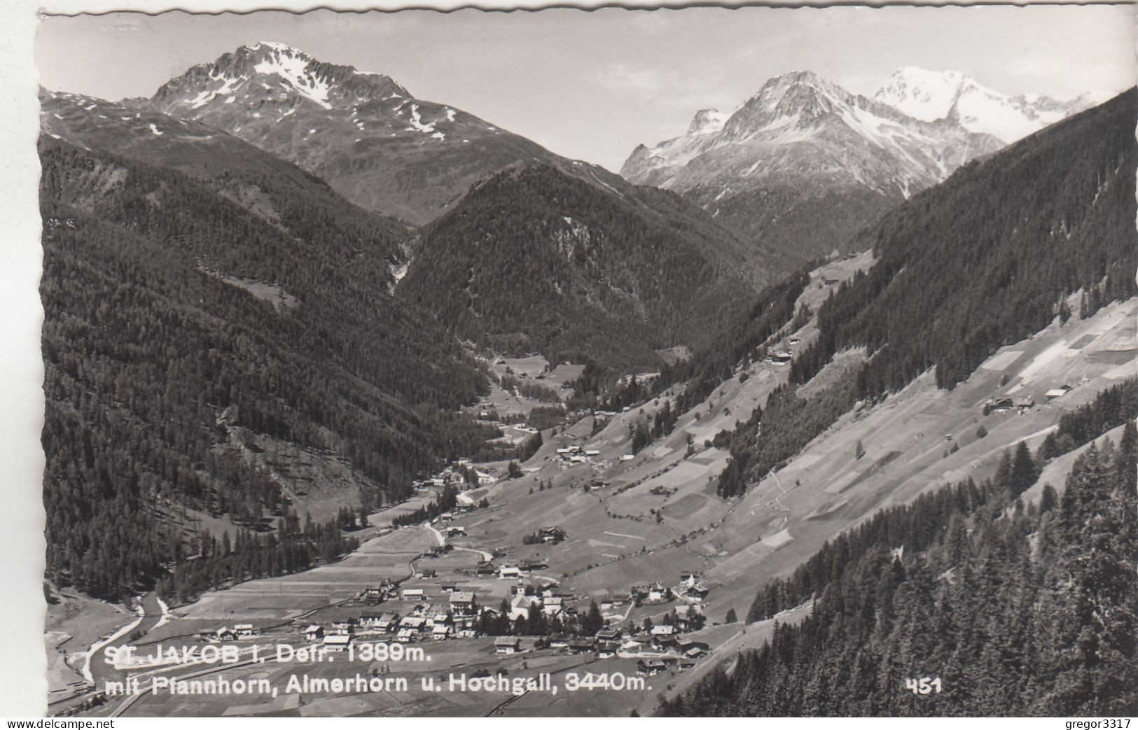 D4976) ST. JAKOB I. Defr. - Mit Pfannhorn Almerhorn U. Hochgall - S/W ALT - Defereggental