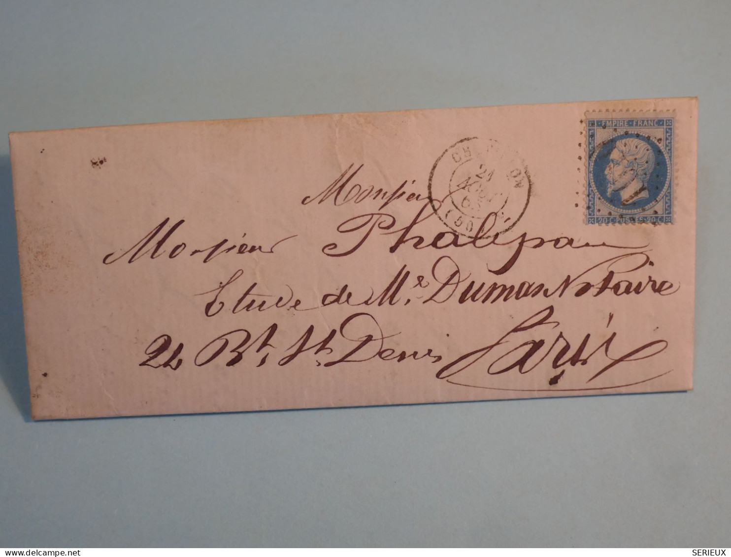 DB16 FRANCE  BELLE LETTRE  1860 ROCHECOURT?   A PARIS  +N°22+ ++AFF. INTERESSANT+++ - 1862 Napoleon III