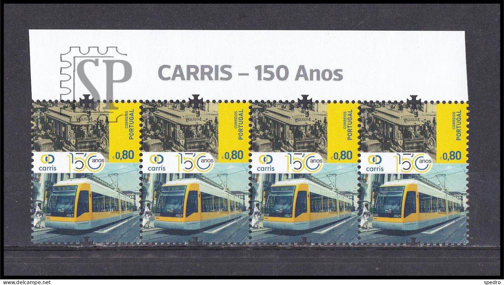 Portugal 2023 Título Emissão 150 Anos Da Carris Elétrico Articulado N.º 502 Transportes Urbanos Transports Upper Line - Feuilles Complètes Et Multiples