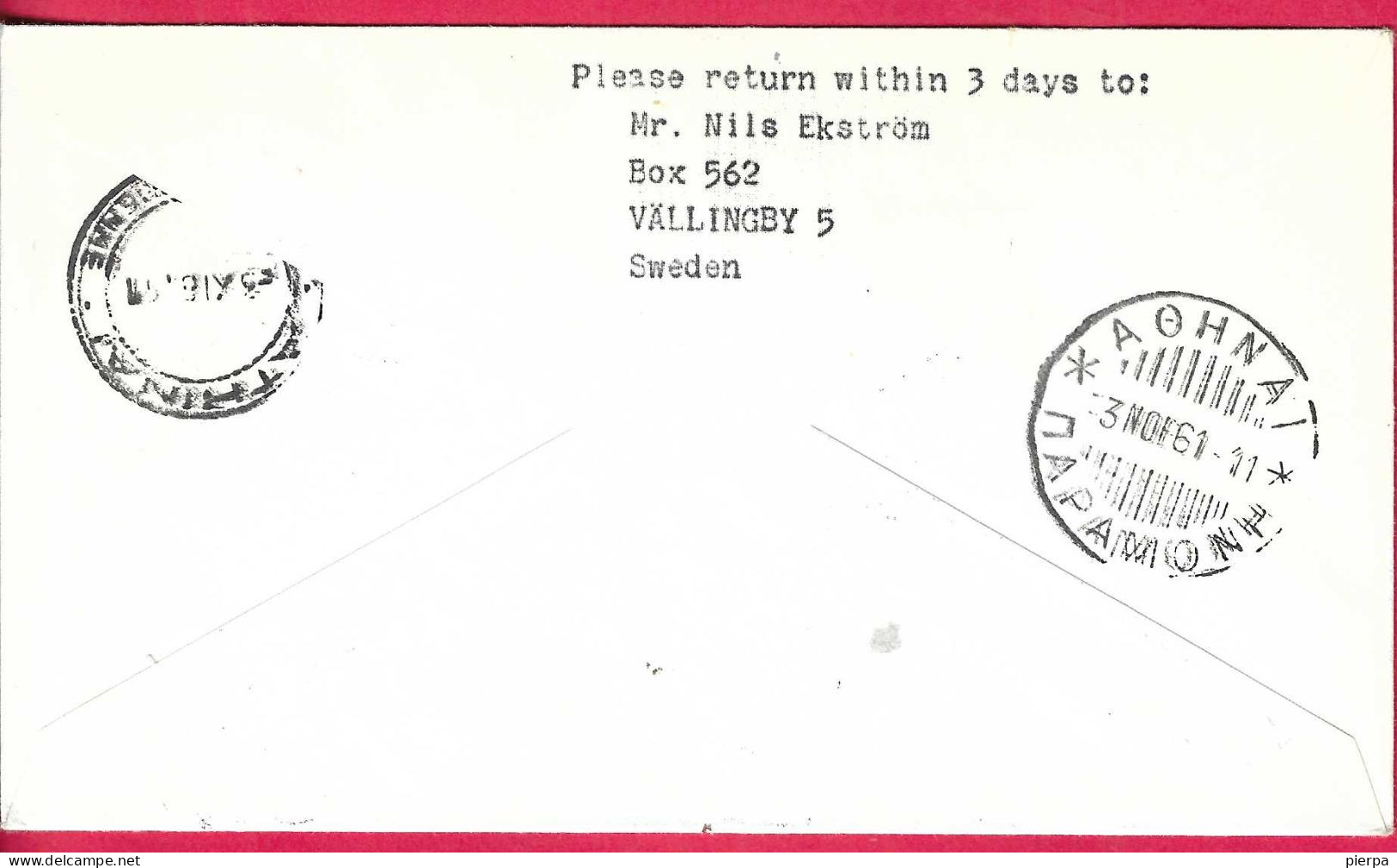 DANMARK - FIRST SAS FLIGHT DC 8 FROM KOPENHAGEN TO ATHEN* 2.11.1961* ON OFFICIAL COVER - Aéreo