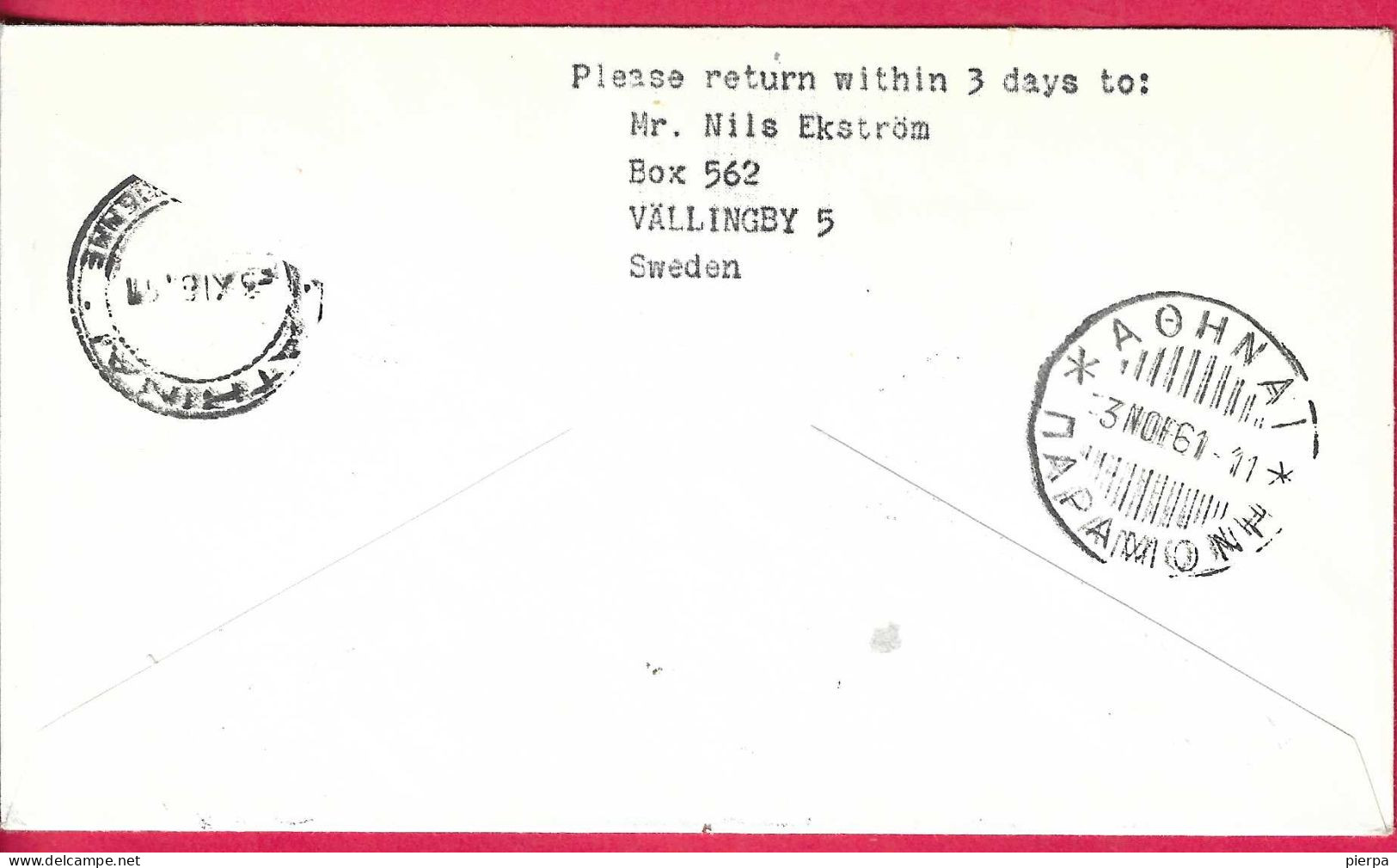 DANMARK - FIRST SAS FLIGHT DC 8 FROM KOPENHAGEN TO ATHEN* 2.11.1961* ON OFFICIAL COVER - Posta Aerea