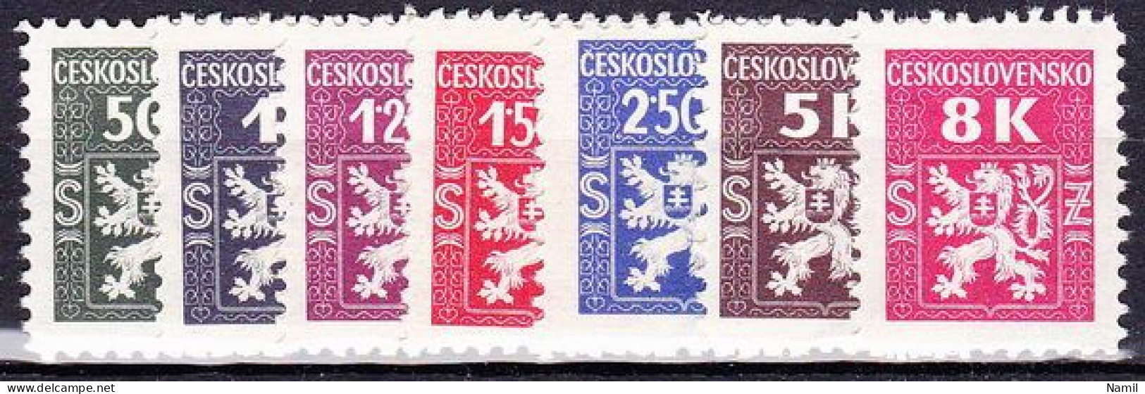 Tchécoslovaquie 1945 Mi D 1-7 (Yv TS 1-7), (MNH)** - Francobolli Di Servizio