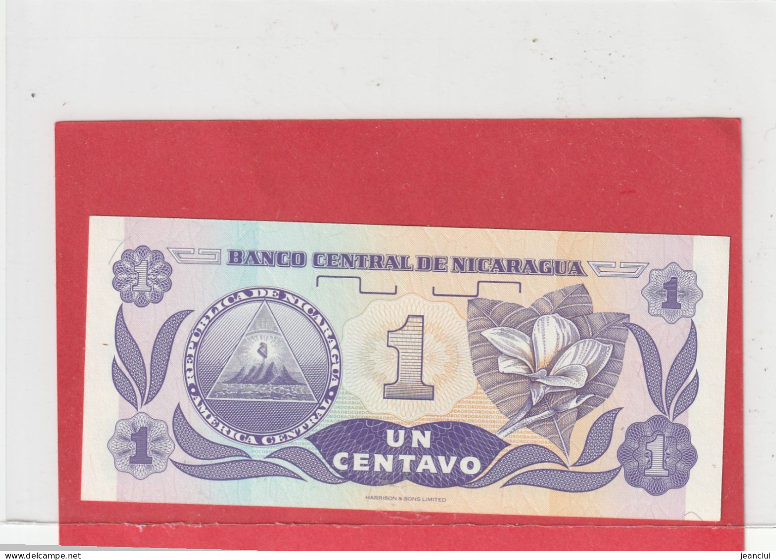 BANCO CENTRAL DE NICARAGUA .  1 CENTAVO DE CORDOBA . ND . N°  A/A 7151448 .  2 SCANNES - Nicaragua