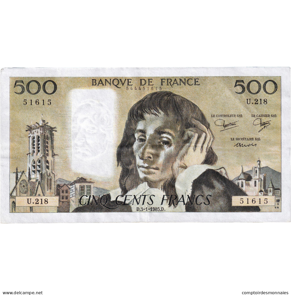 France, 500 Francs, Pascal, 1985, U.218, TTB+, Fayette:71.32 - 500 F 1968-1993 ''Pascal''