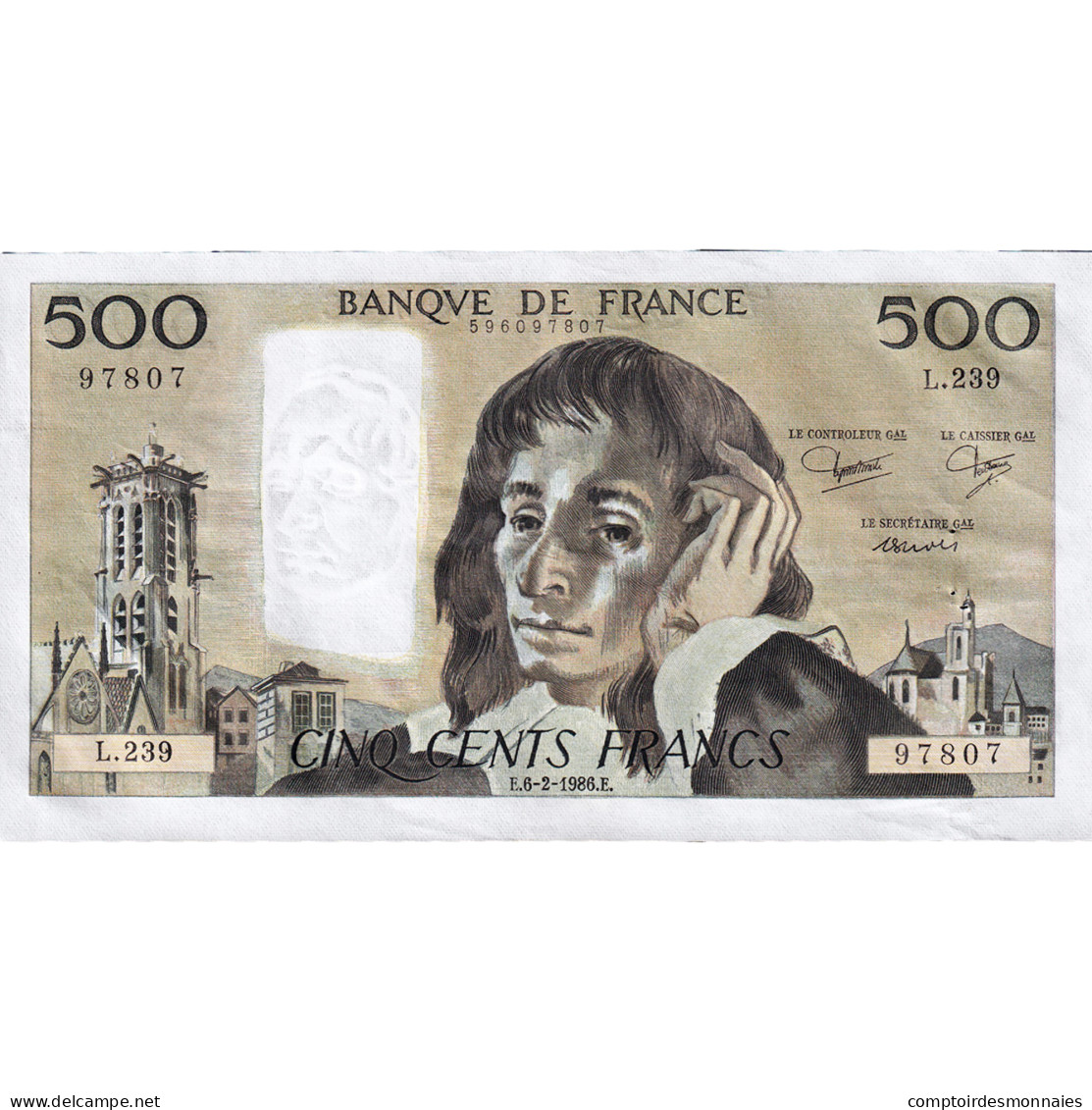 France, 500 Francs, Pascal, 1986, L.239, SUP, Fayette:71.34 - 500 F 1968-1993 ''Pascal''