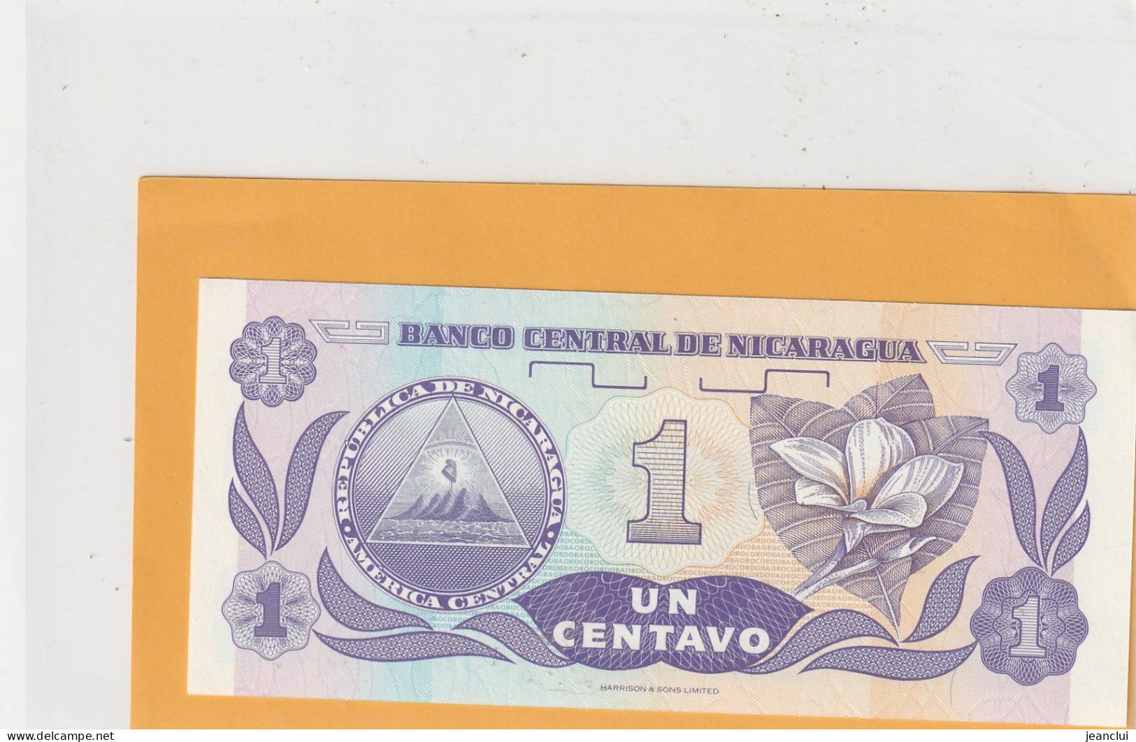 BANCO CENTRAL DE NICARAGUA .  1 CENTAVO DE CORDOBA . ND . N°  A/A 5367793 .  2 SCANNES - Nicaragua