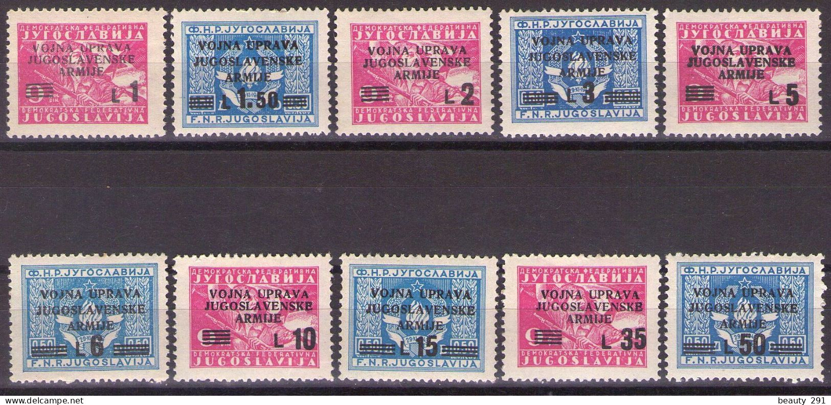 1947 ISTRIA E LITORALE SLOVENO,AMMINISTRAZIONE MILITARE JUGOSLAVA  ,Sass. 67-76 MNH**VF - Yugoslavian Occ.: Slovenian Shore