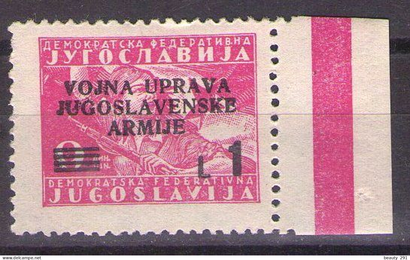1947 ISTRIA E LITORALE SLOVENO,AMMINISTRAZIONE MILITARE JUGOSLAVA  ,Sass. 67  MNH**VF - Occ. Yougoslave: Littoral Slovène
