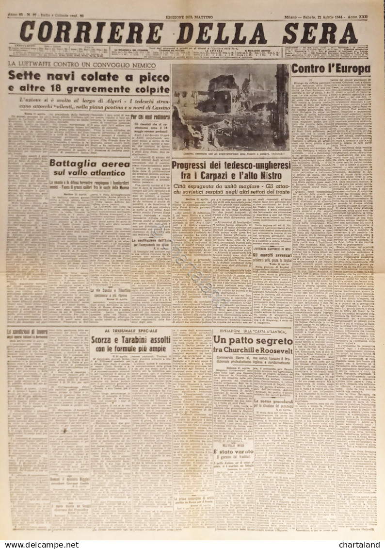 Corriere Della Sera N. 97 - 1944 La Luftwaffe Contro Un Convoglio Nemico - Altri & Non Classificati