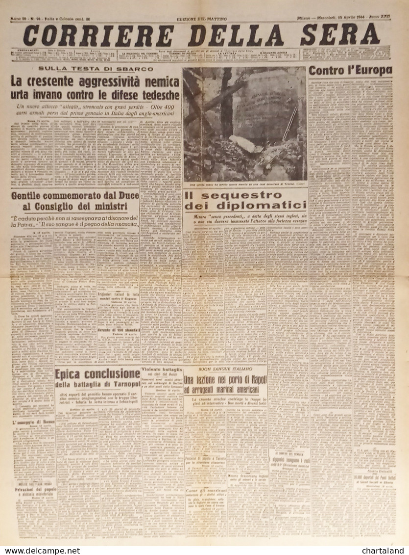 Corriere Della Sera N. 94 - 1944 Sulla Testa Di Sbarco - Altri & Non Classificati
