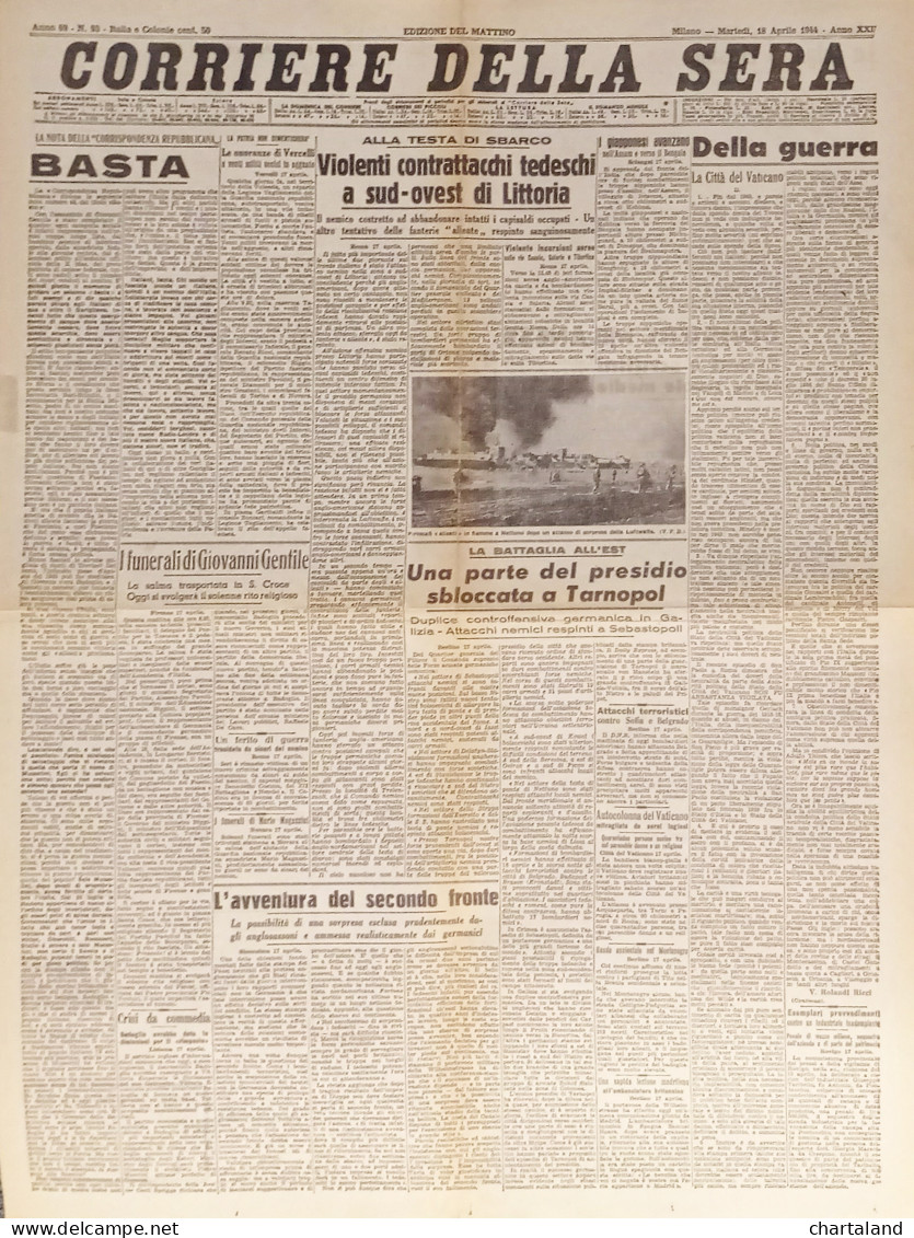 Corriere Della Sera N. 93 - 1944 Violenti Contrattacchi Tedeschi A Littoria - Altri & Non Classificati