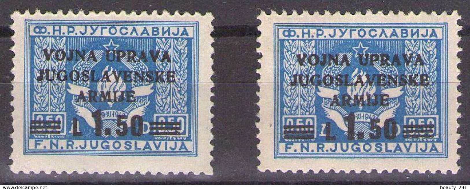 1947 ISTRIA E LITORALE SLOVENO,AMMINISTRAZIONE MILITARE JUGOSLAVA  ,Sass. 68  MNH**VF - Joegoslavische Bez.: Slovenische Kusten