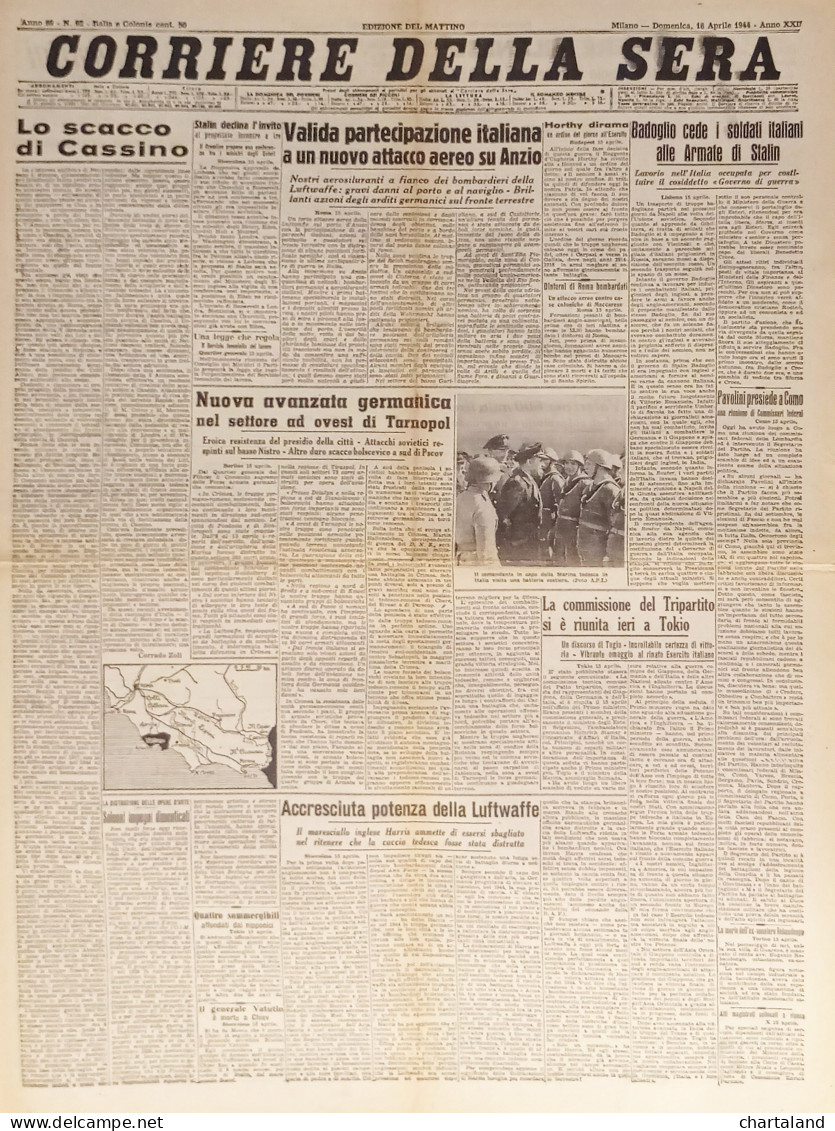 Corriere Della Sera N. 92 - 1944 Lo Scacco Di Cassino - Altri & Non Classificati