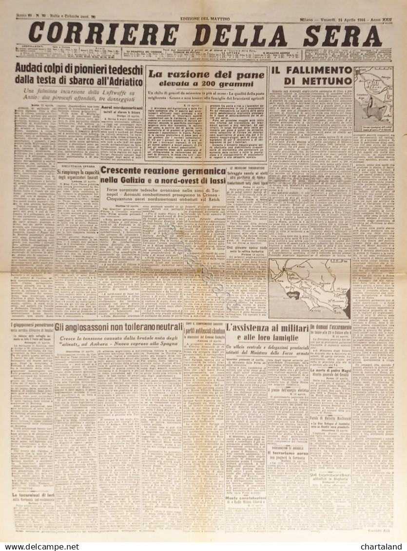 Corriere Della Sera N. 90 - 1944 Il Fallimento Di Nettuno - Altri & Non Classificati